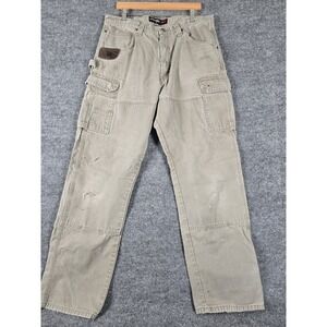 Wrangler Thrashed Distressed Riggs Workwear Men's Carpenter Cargo Pants Sz 36x36